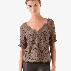 JOIE Nevina Lace Blouse Mocha XS